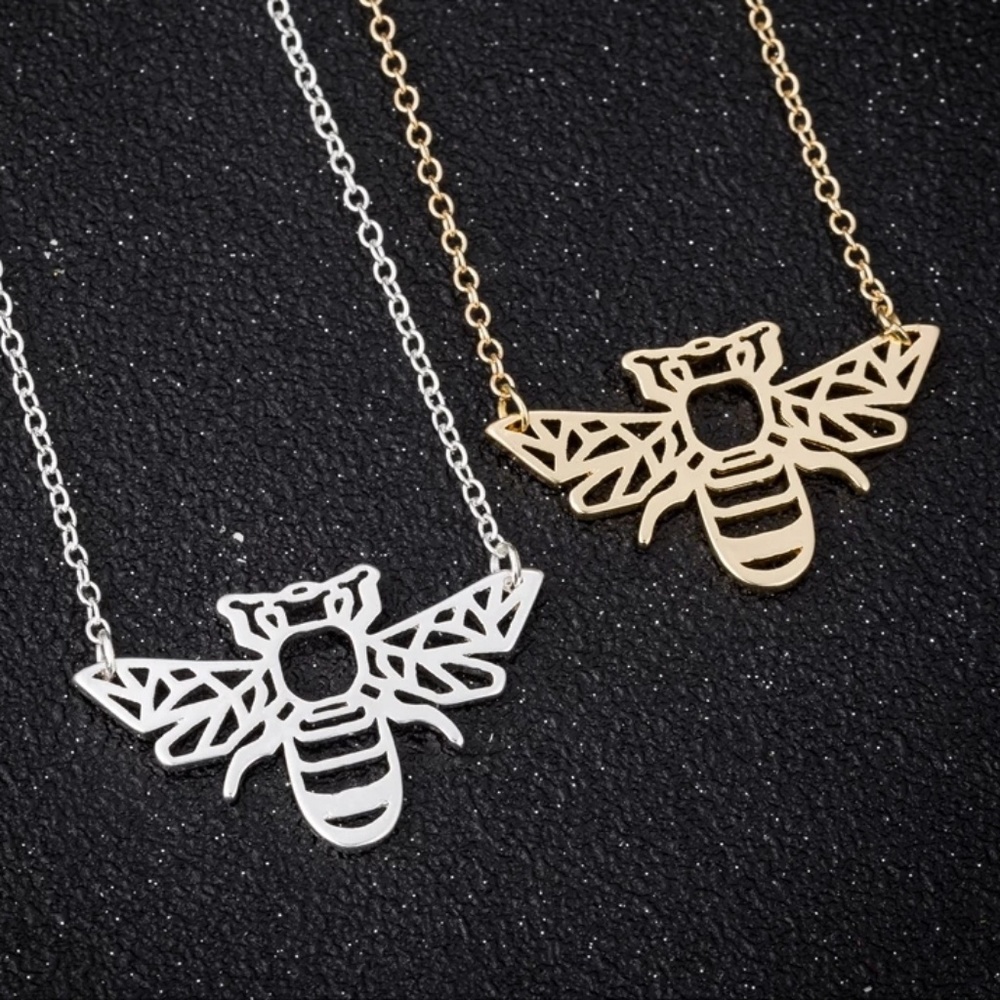 HOST PICK Trendy Origami Bee Necklace Silver - Picture 4 of 8